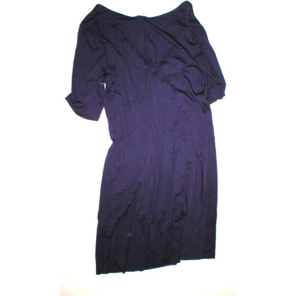 New Three Dots Dark Purple L Womens Dress Viscose Short Sleeve V Neck USA - Picture 5 of 9
